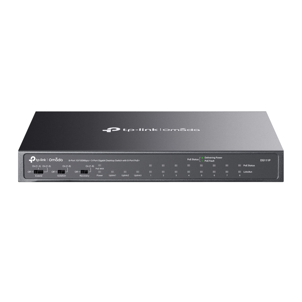 DS111P | Omada 8 - Port 10/100Mbps + 3 - Port Gigabit Desktop Switch with 8 - Port PoE+ - Sydney Security & Data